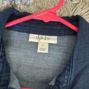 Style & Co Dark Blue Denim Top
